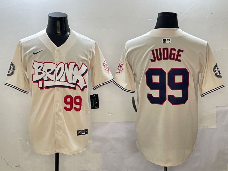 Men New York Yankees #99 Judge Cream four generations Joint Name 2025 Nike MLB Jersey style 4115->new york yankees->MLB Jersey
